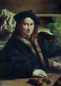 Portret van een heer met een baret